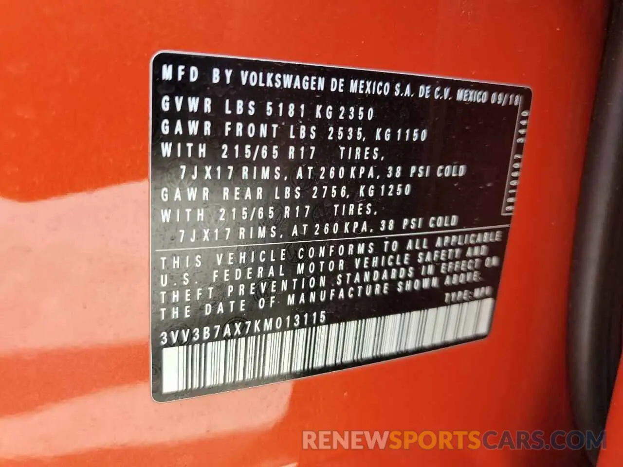 13 fotografías del automóvil dañado 3VV3B7AX7KM013115 VOLKSWAGEN TIGUAN 2019