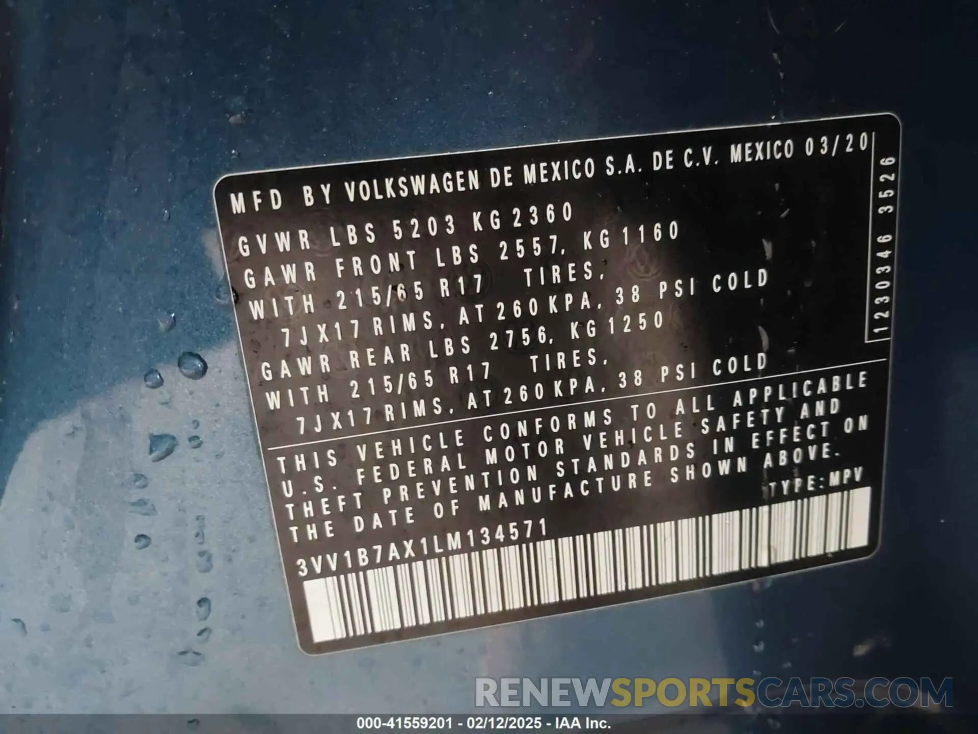 9 fotografías del automóvil dañado 3VV1B7AX1LM134571 VOLKSWAGEN TIGUAN 2020