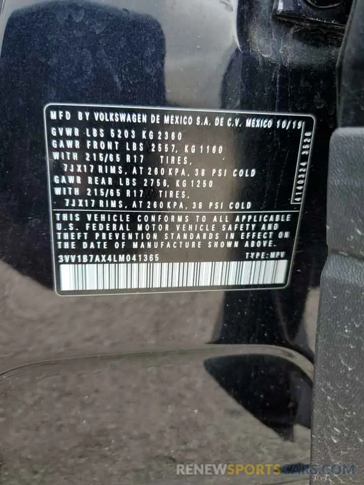 13 fotografías del automóvil dañado 3VV1B7AX4LM041365 VOLKSWAGEN TIGUAN 2020