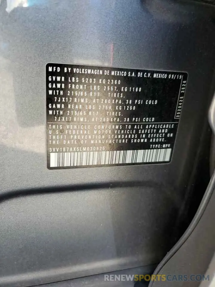 13 fotografías del automóvil dañado 3VV1B7AX5LM030925 VOLKSWAGEN TIGUAN 2020