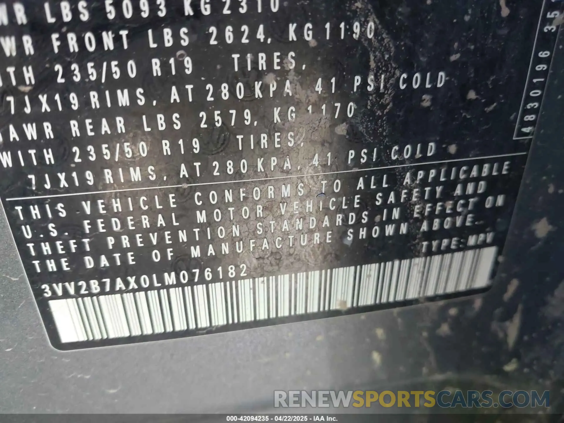 9 fotografías del automóvil dañado 3VV2B7AX0LM076182 VOLKSWAGEN TIGUAN 2020