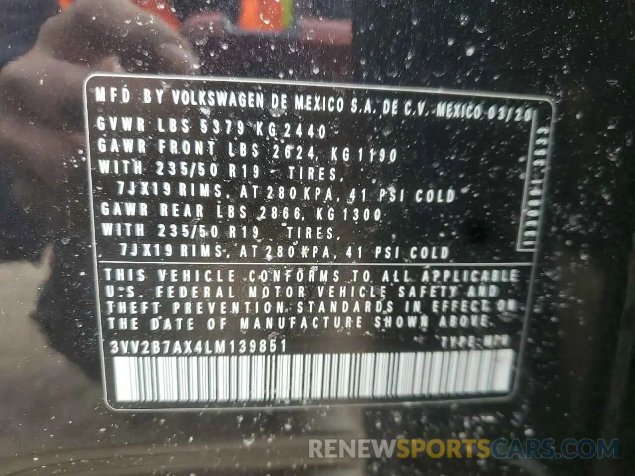 14 fotografías del automóvil dañado 3VV2B7AX4LM139851 VOLKSWAGEN TIGUAN 2020