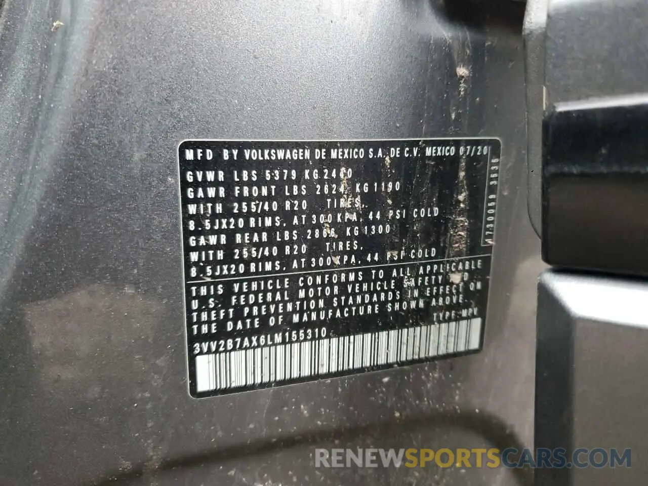 13 fotografías del automóvil dañado 3VV2B7AX6LM155310 VOLKSWAGEN TIGUAN 2020