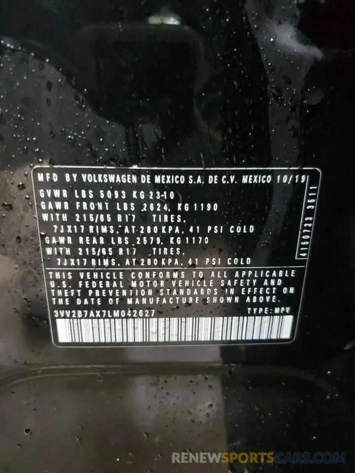 13 fotografías del automóvil dañado 3VV2B7AX7LM042627 VOLKSWAGEN TIGUAN 2020