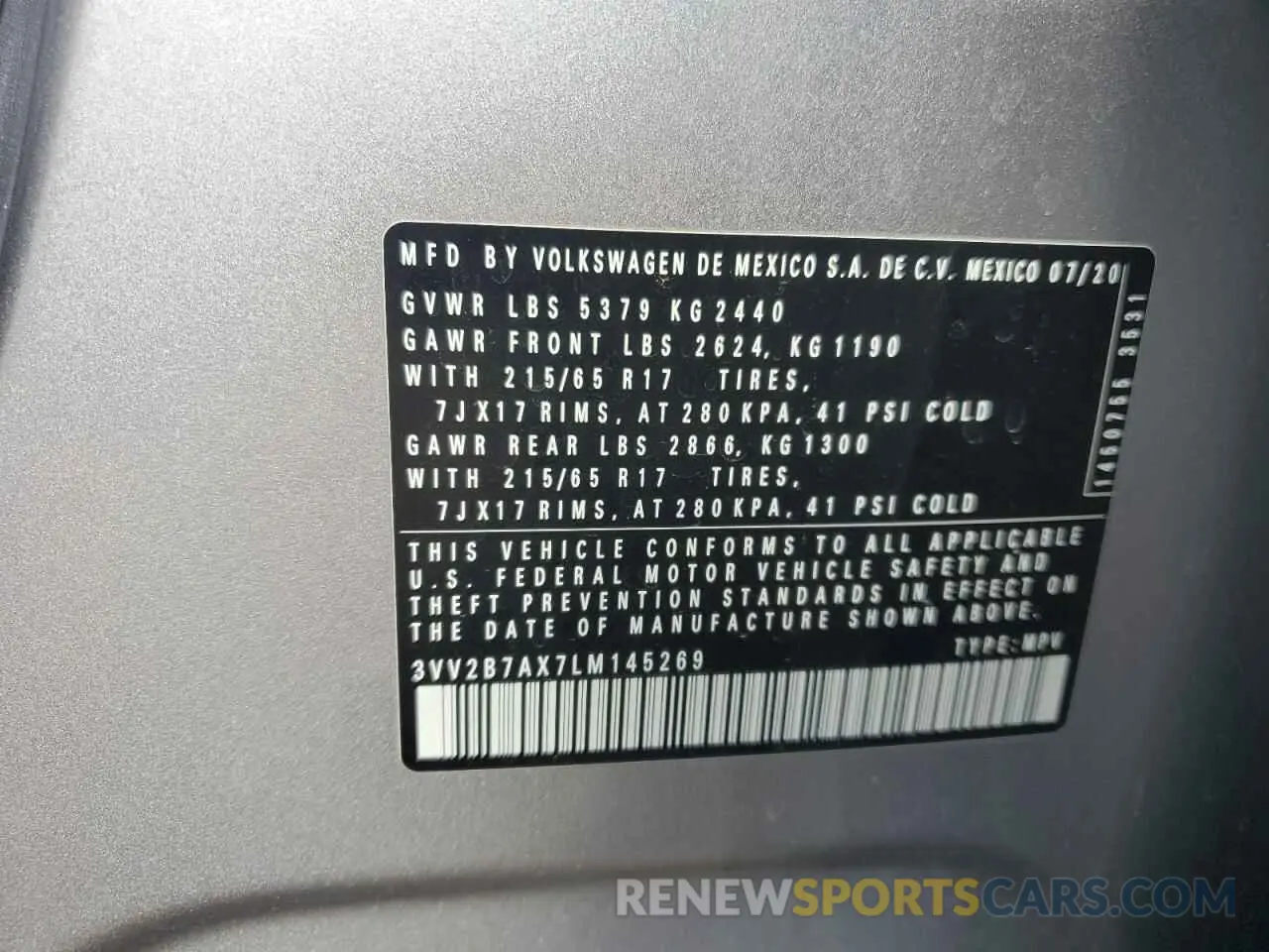 13 fotografías del automóvil dañado 3VV2B7AX7LM145269 VOLKSWAGEN TIGUAN 2020