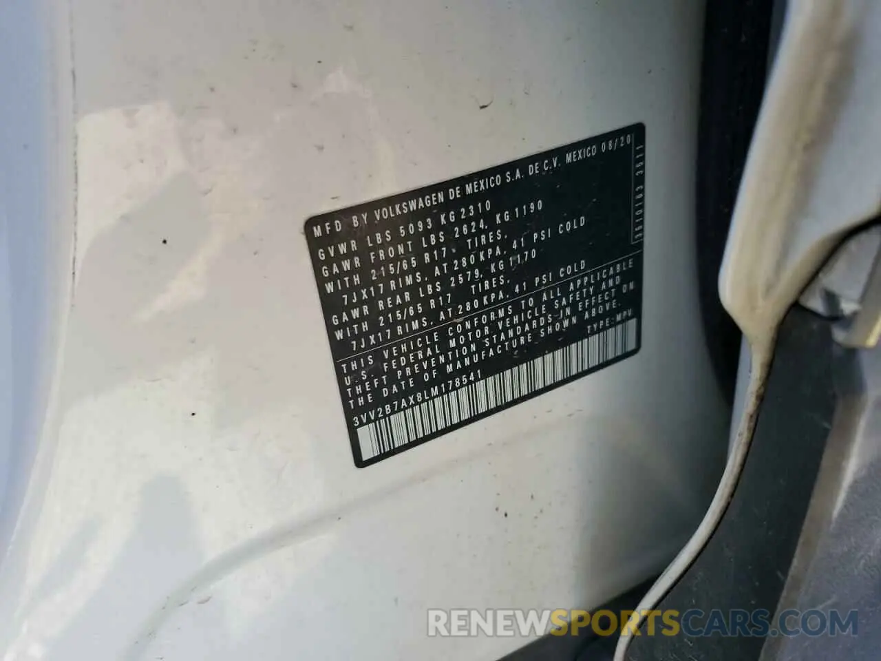 13 fotografías del automóvil dañado 3VV2B7AX8LM178541 VOLKSWAGEN TIGUAN 2020