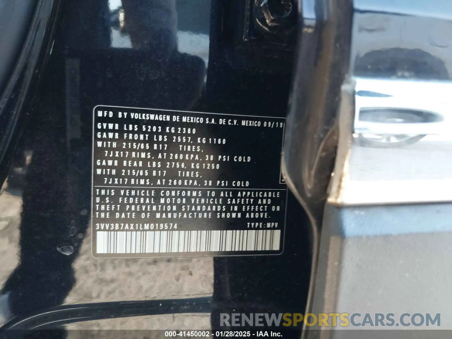 9 fotografías del automóvil dañado 3VV3B7AX1LM019574 VOLKSWAGEN TIGUAN 2020