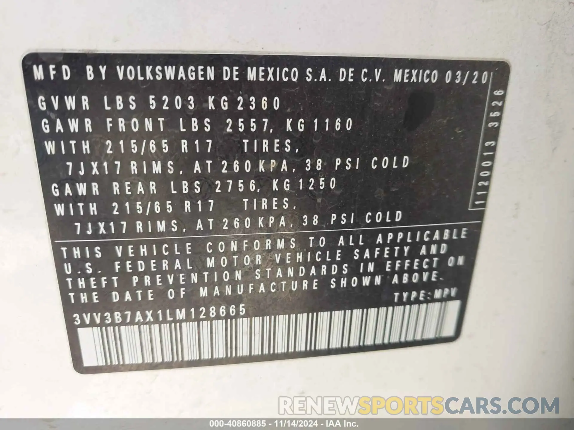9 fotografías del automóvil dañado 3VV3B7AX1LM128665 VOLKSWAGEN TIGUAN 2020