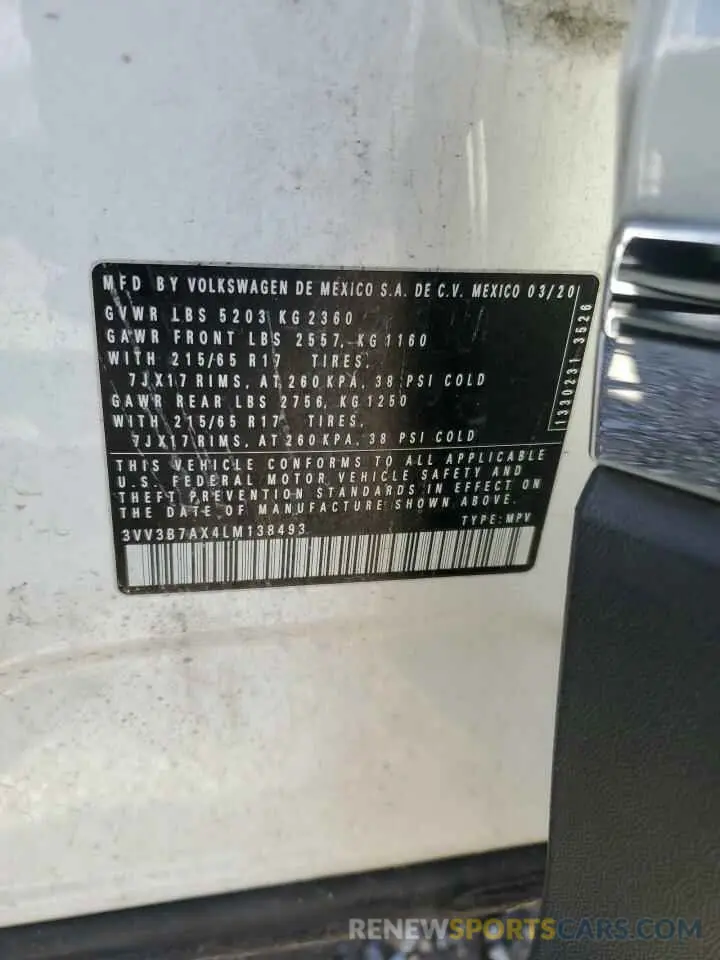 12 fotografías del automóvil dañado 3VV3B7AX4LM138493 VOLKSWAGEN TIGUAN 2020
