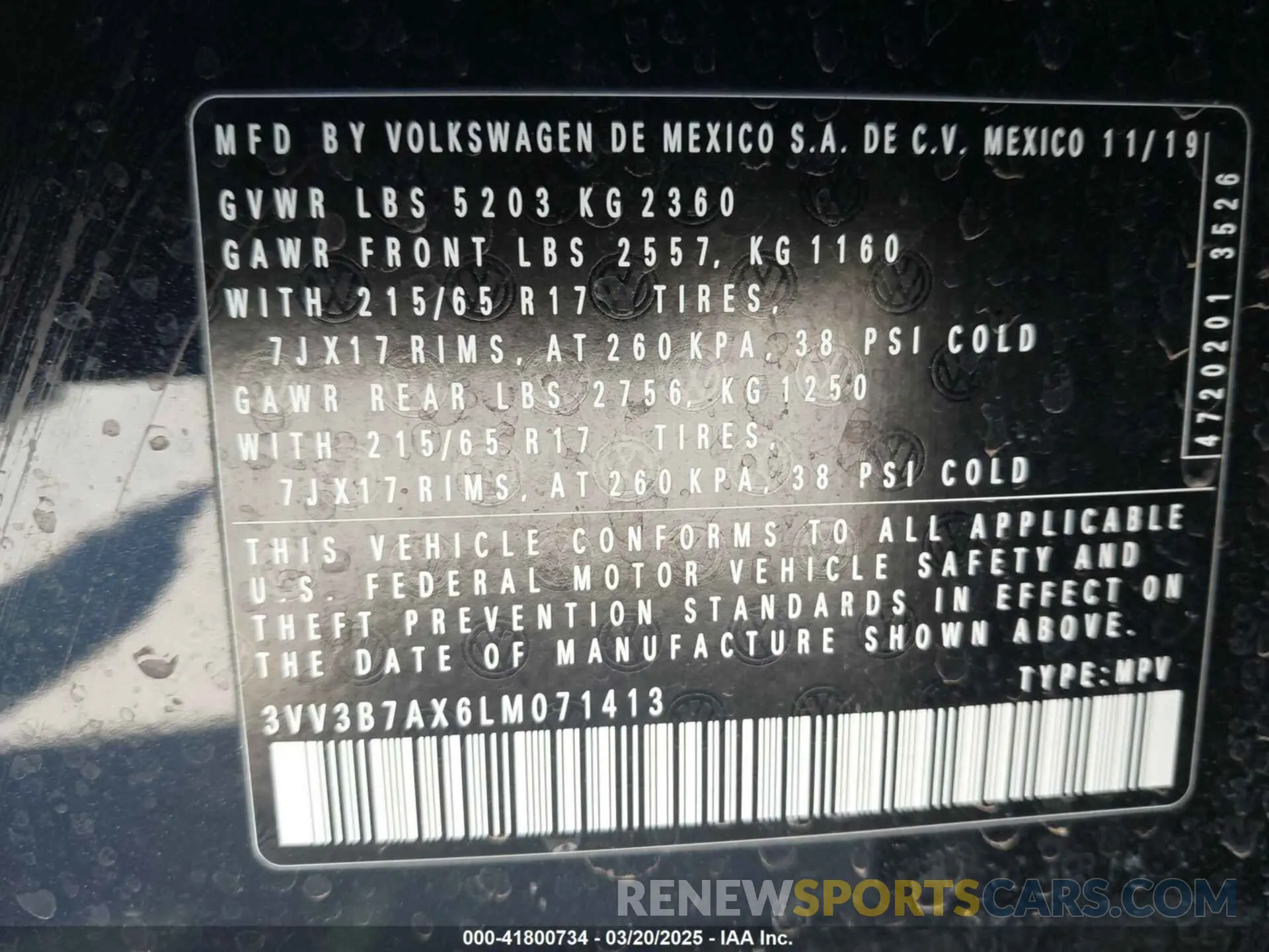 9 fotografías del automóvil dañado 3VV3B7AX6LM071413 VOLKSWAGEN TIGUAN 2020
