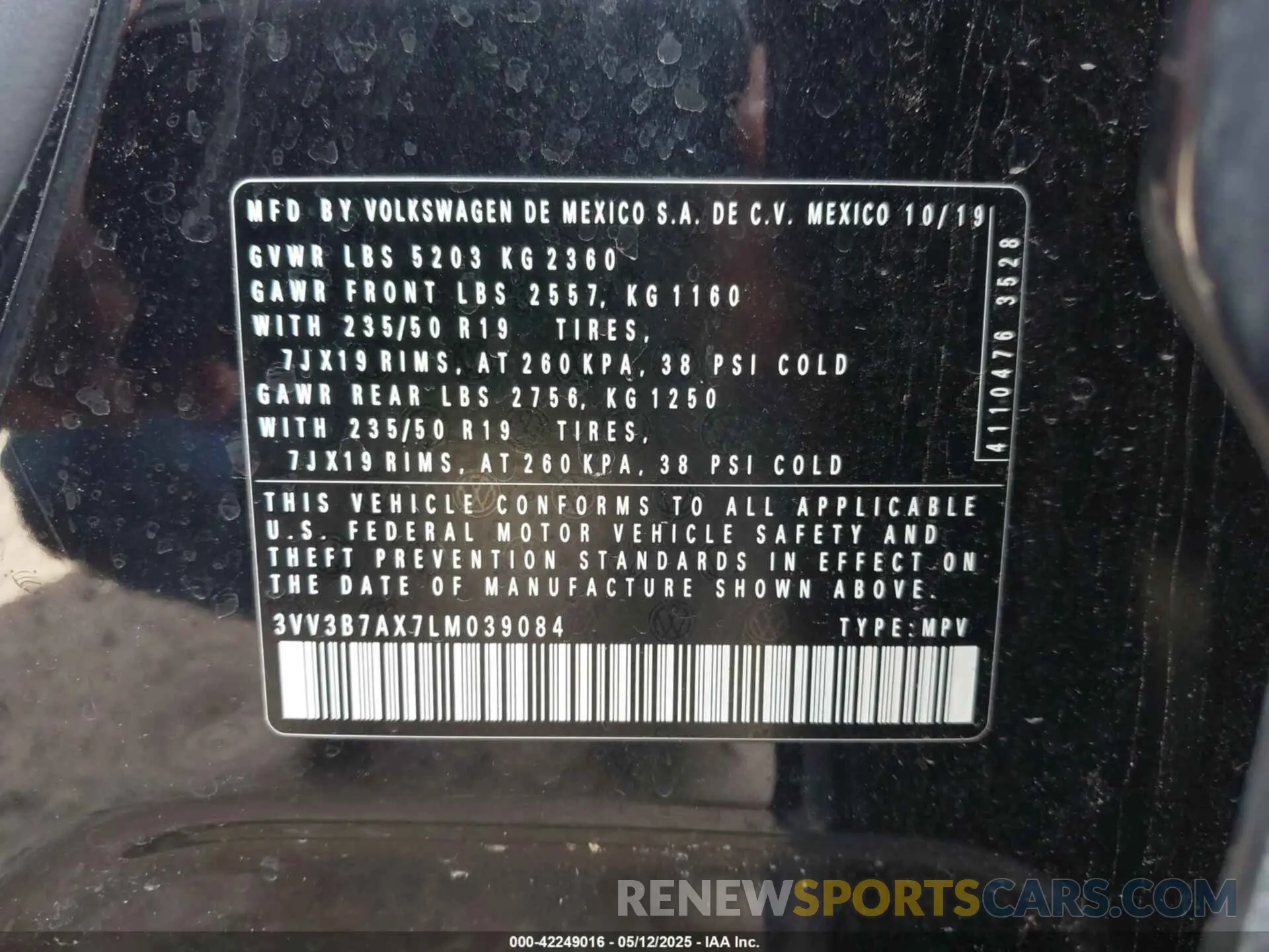 9 fotografías del automóvil dañado 3VV3B7AX7LM039084 VOLKSWAGEN TIGUAN 2020