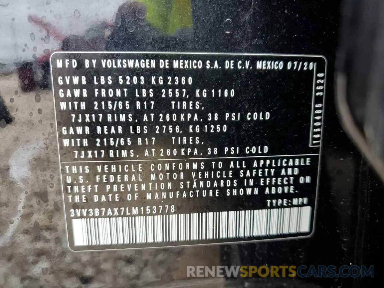 13 fotografías del automóvil dañado 3VV3B7AX7LM153778 VOLKSWAGEN TIGUAN 2020