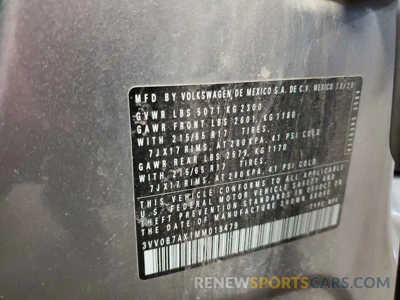 16 fotografías del automóvil dañado 3VV0B7AX1MM019479 VOLKSWAGEN TIGUAN 2021