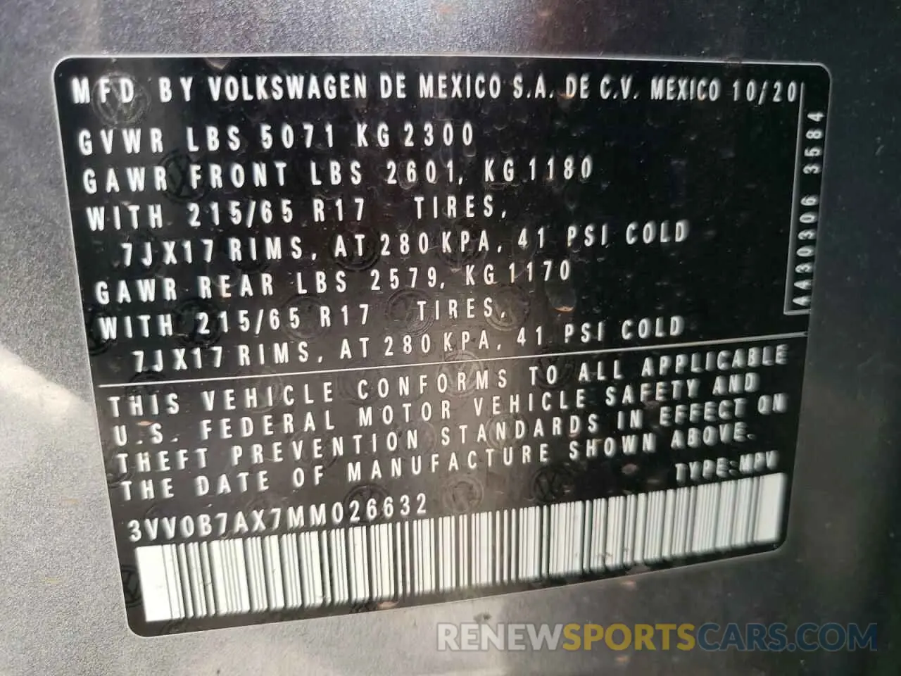 13 fotografías del automóvil dañado 3VV0B7AX7MM026632 VOLKSWAGEN TIGUAN 2021