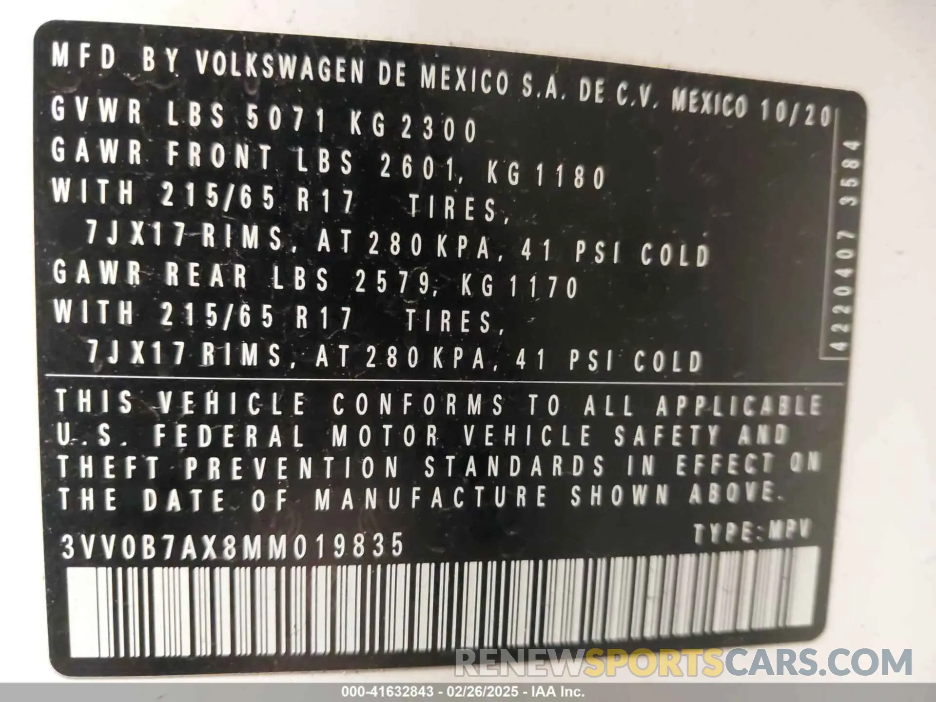 9 fotografías del automóvil dañado 3VV0B7AX8MM019835 VOLKSWAGEN TIGUAN 2021