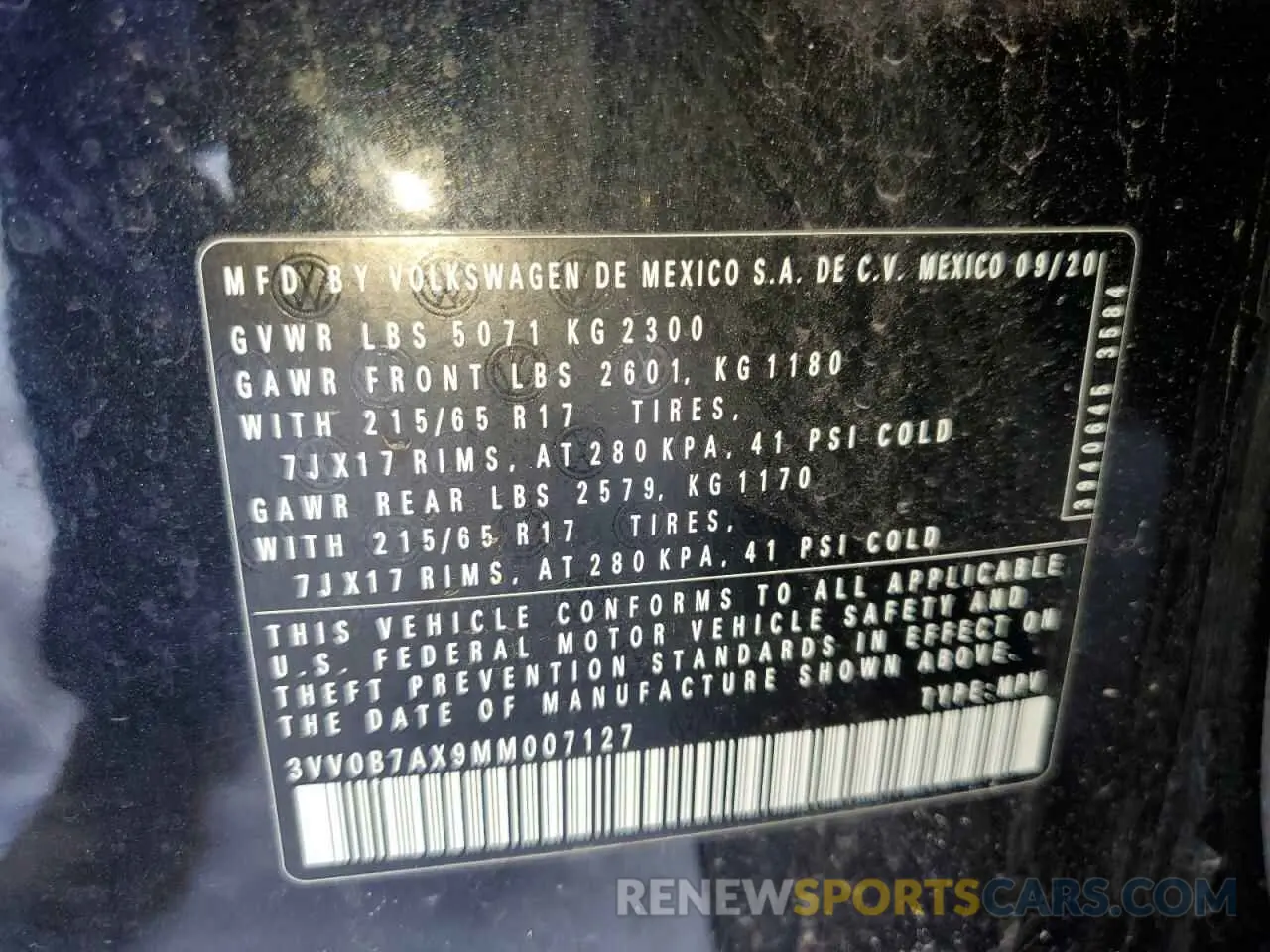 13 fotografías del automóvil dañado 3VV0B7AX9MM007127 VOLKSWAGEN TIGUAN 2021