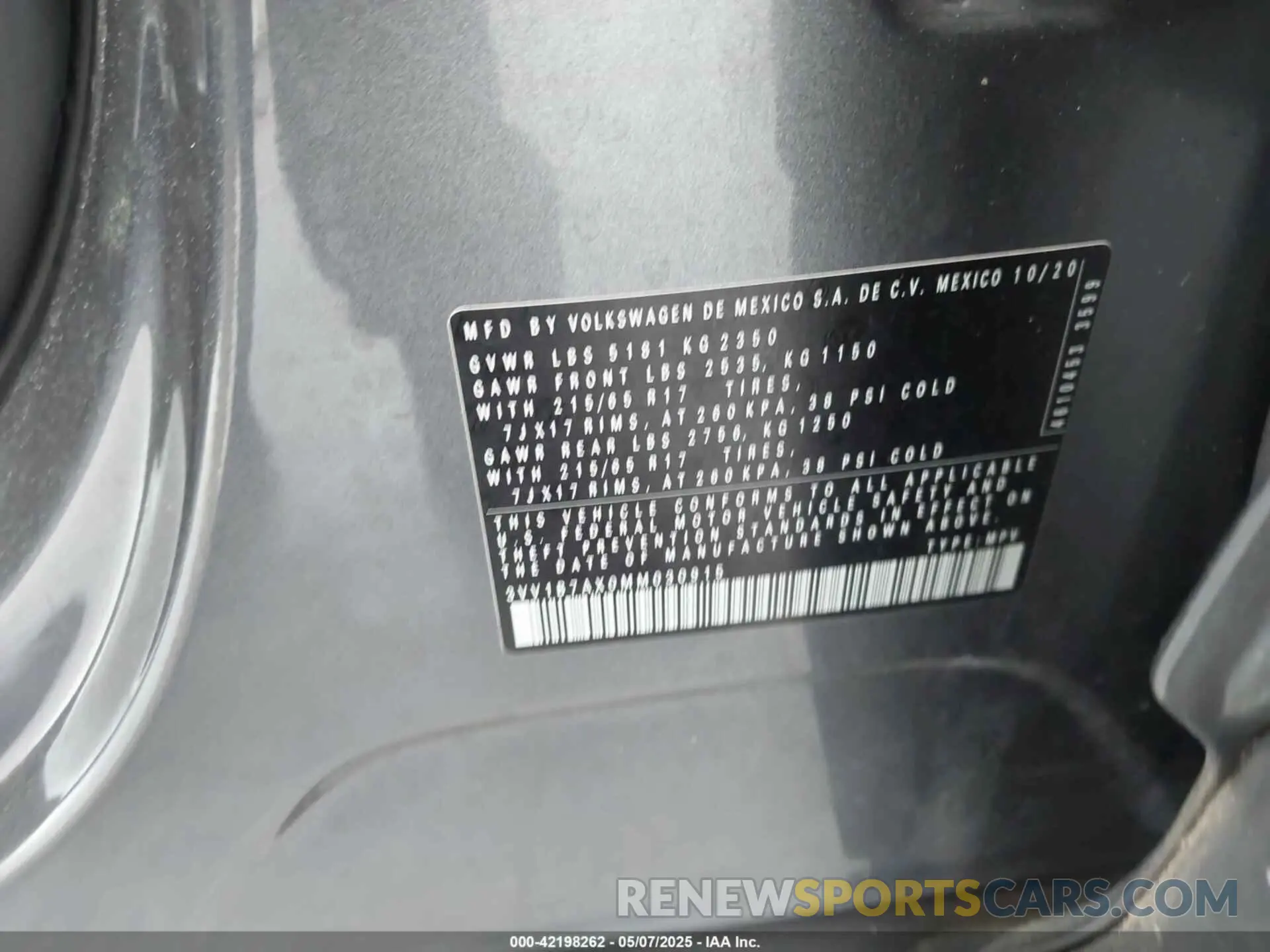9 fotografías del automóvil dañado 3VV1B7AX0MM030915 VOLKSWAGEN TIGUAN 2021