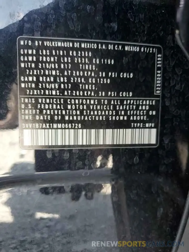 13 fotografías del automóvil dañado 3VV1B7AX1MM066726 VOLKSWAGEN TIGUAN 2021