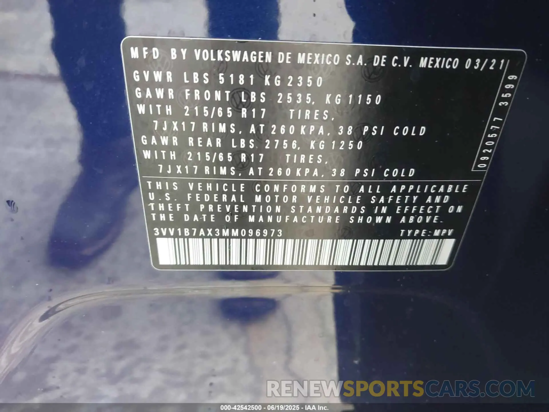 9 fotografías del automóvil dañado 3VV1B7AX3MM096973 VOLKSWAGEN TIGUAN 2021