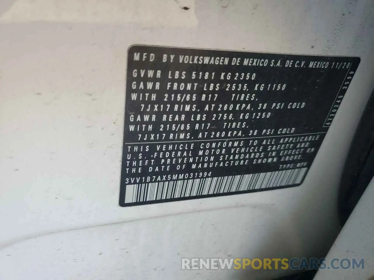 13 fotografías del automóvil dañado 3VV1B7AX5MM031994 VOLKSWAGEN TIGUAN 2021