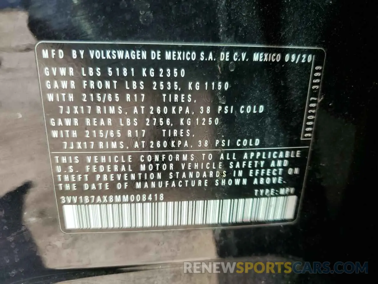 13 fotografías del automóvil dañado 3VV1B7AX8MM008418 VOLKSWAGEN TIGUAN 2021