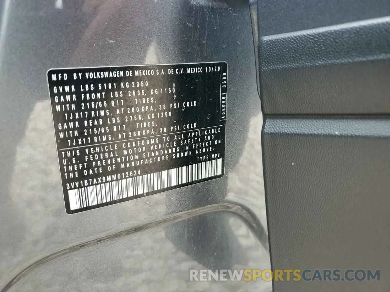 13 fotografías del automóvil dañado 3VV1B7AX9MM012624 VOLKSWAGEN TIGUAN 2021