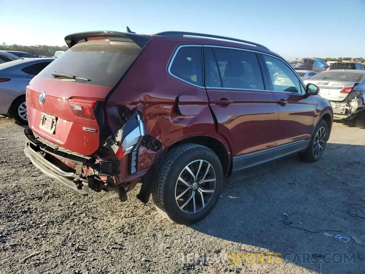 3 fotografías del automóvil dañado 3VV2B7AX1MM074247 VOLKSWAGEN TIGUAN 2021