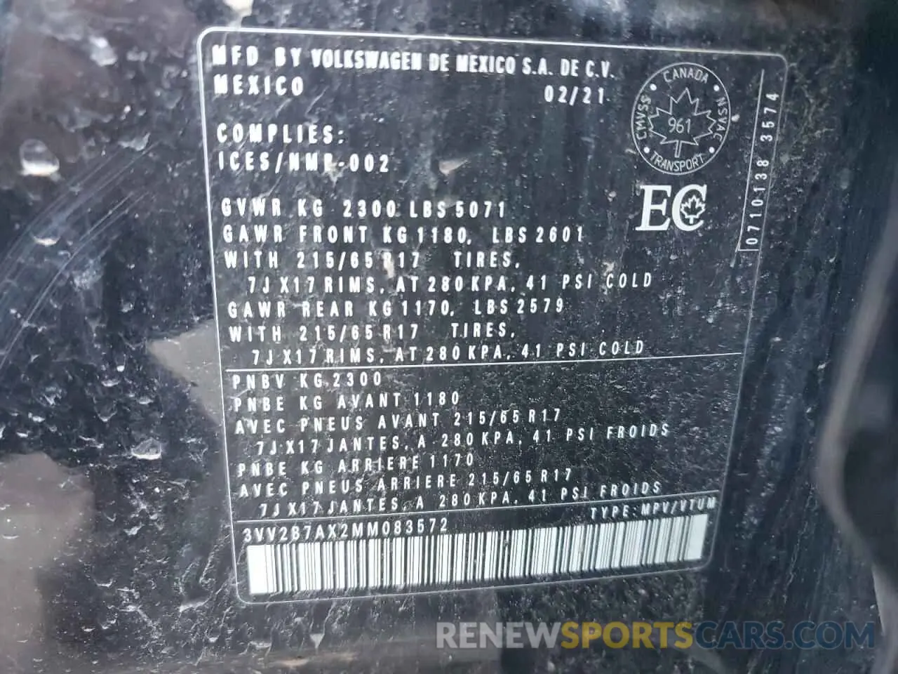 14 fotografías del automóvil dañado 3VV2B7AX2MM083572 VOLKSWAGEN TIGUAN 2021