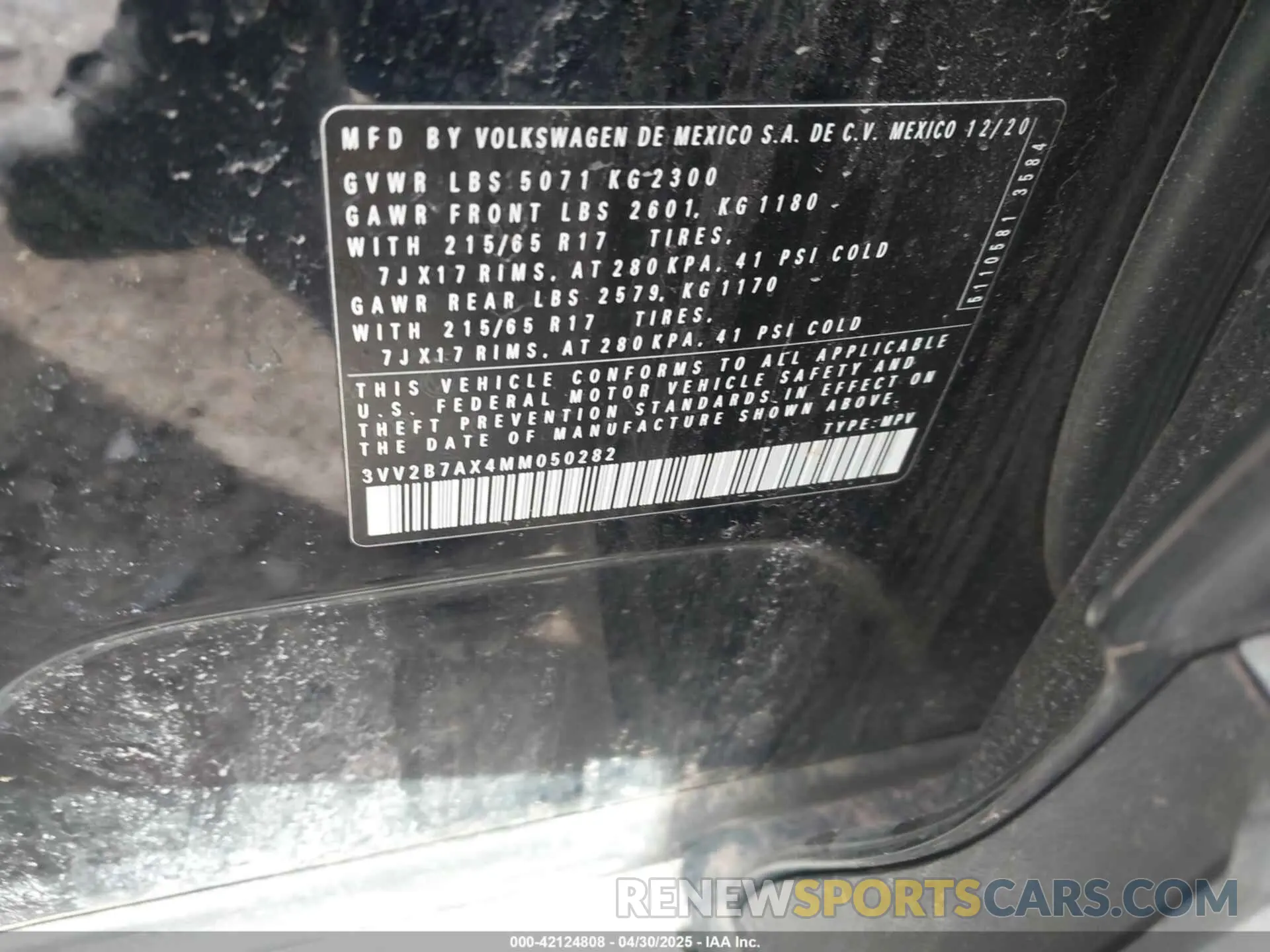 9 fotografías del automóvil dañado 3VV2B7AX4MM050282 VOLKSWAGEN TIGUAN 2021