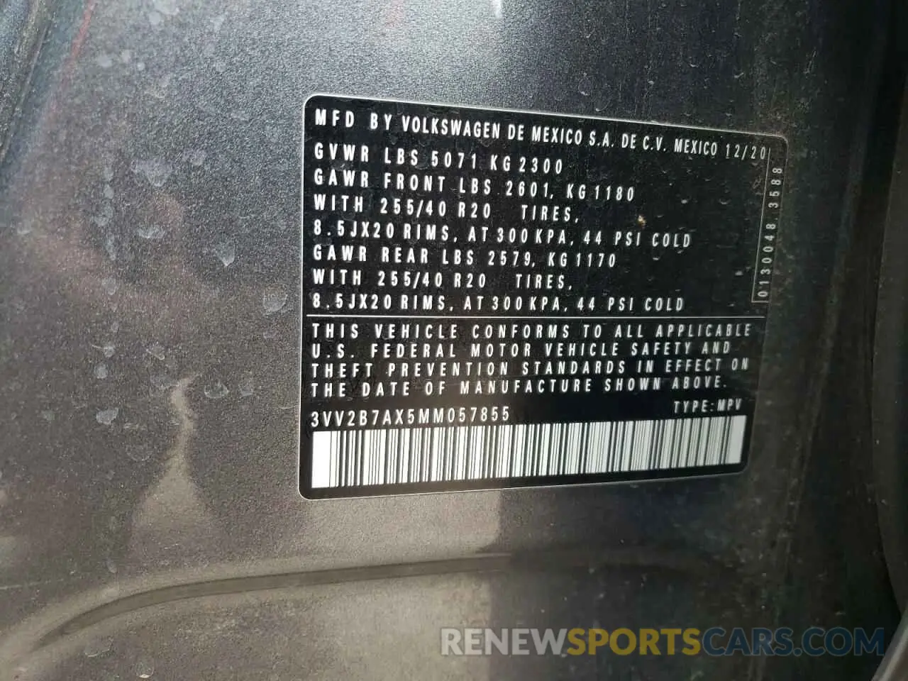 14 fotografías del automóvil dañado 3VV2B7AX5MM057855 VOLKSWAGEN TIGUAN 2021