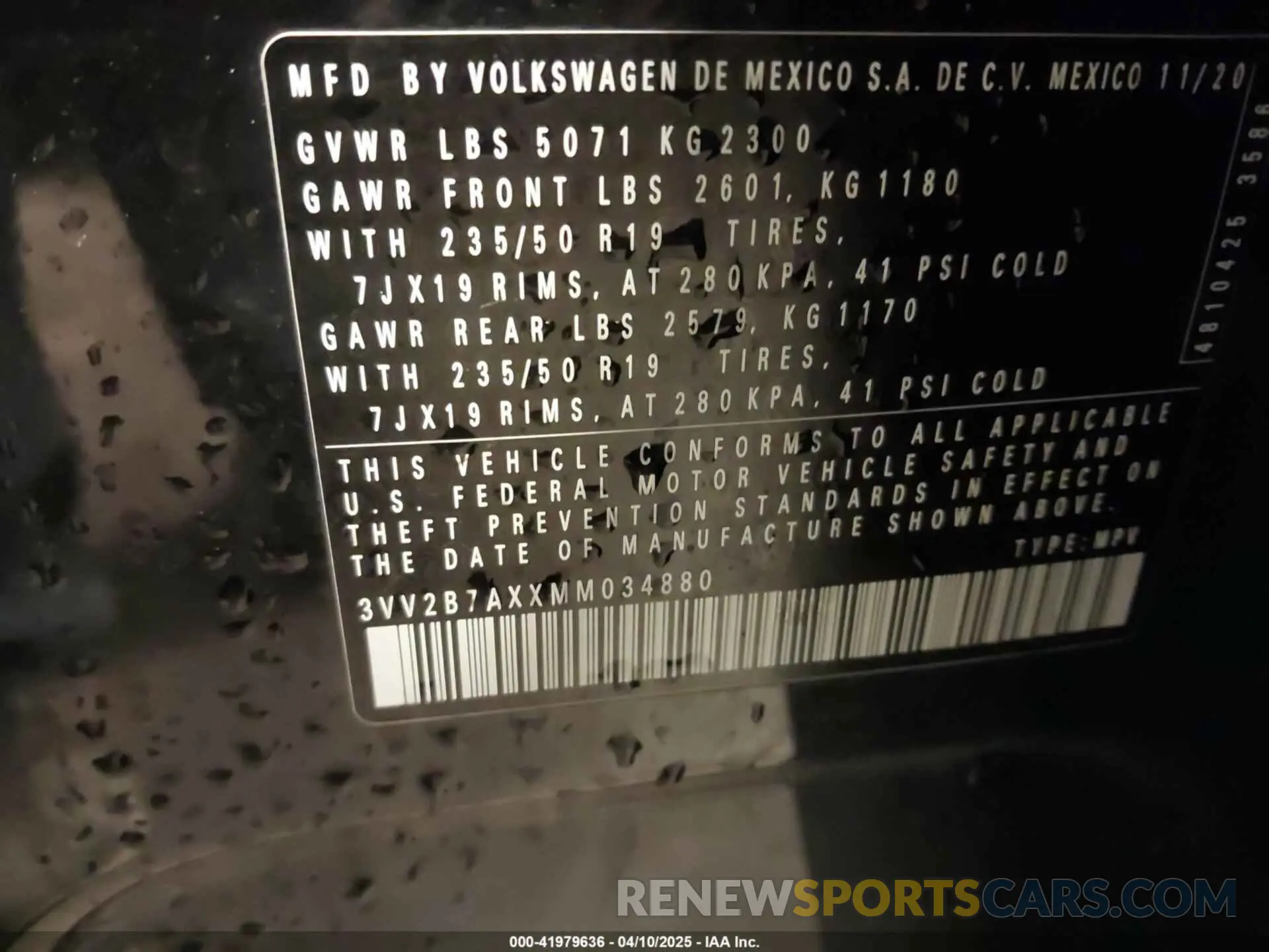 9 fotografías del automóvil dañado 3VV2B7AXXMM034880 VOLKSWAGEN TIGUAN 2021