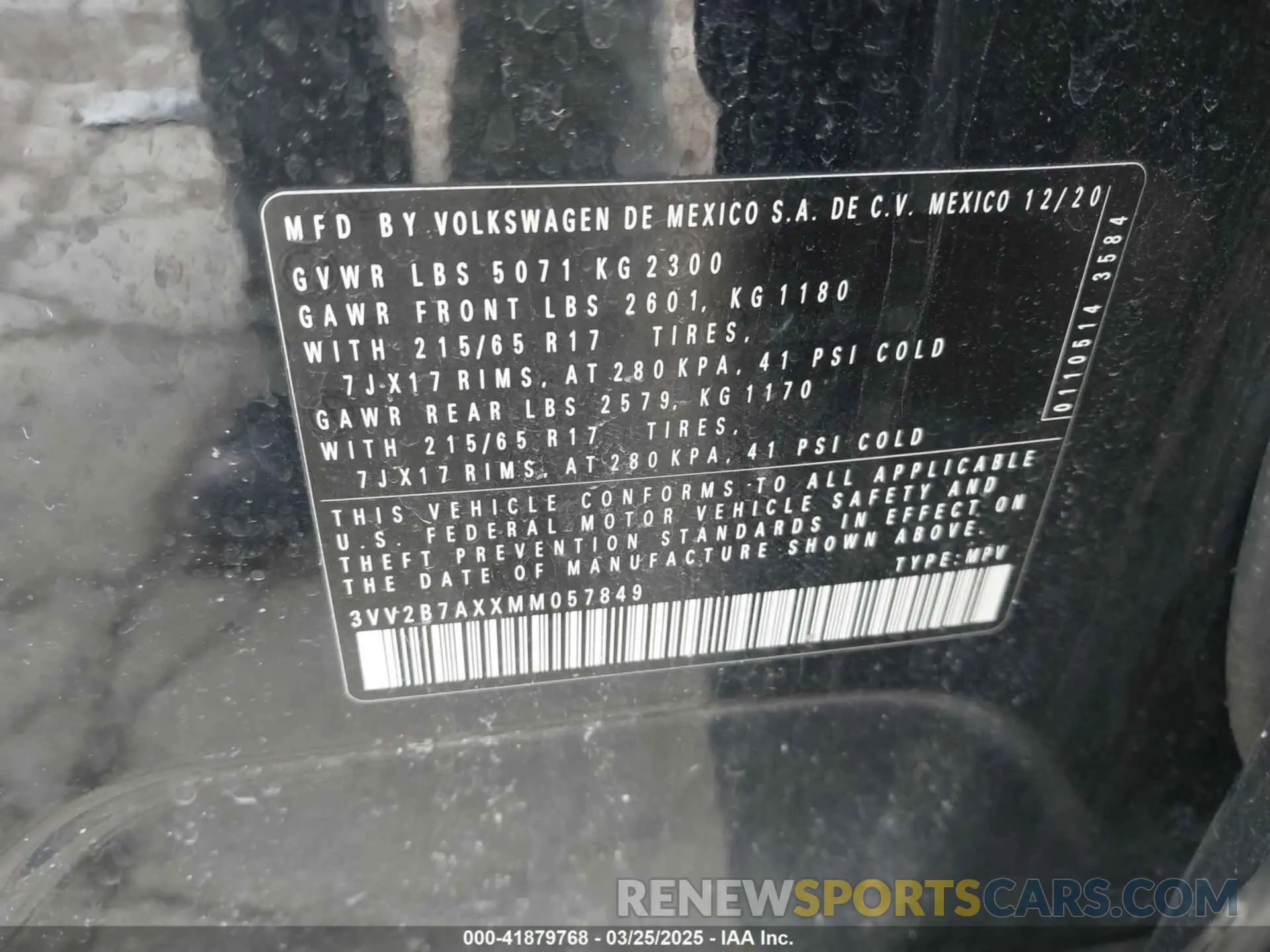 9 fotografías del automóvil dañado 3VV2B7AXXMM057849 VOLKSWAGEN TIGUAN 2021