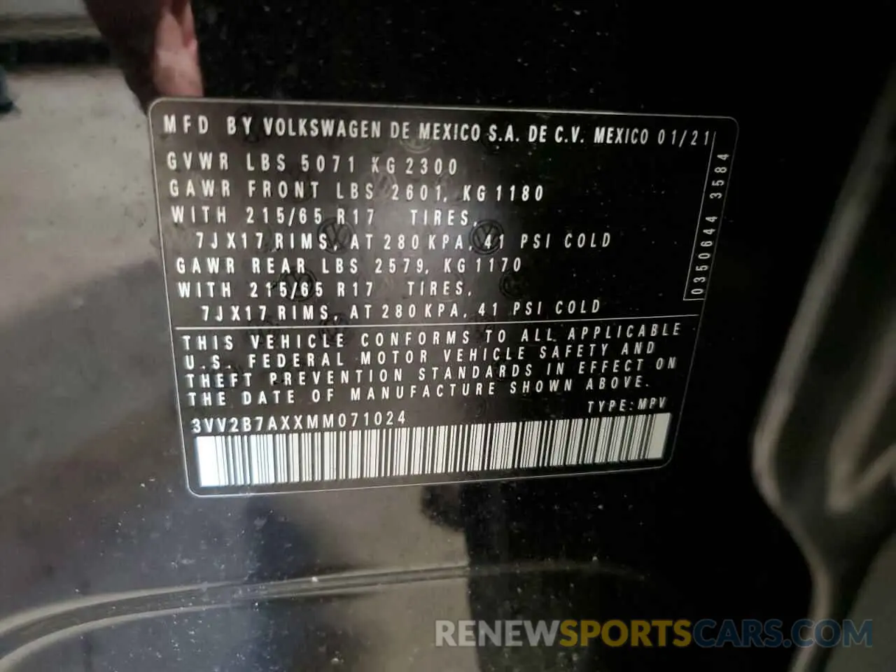 15 fotografías del automóvil dañado 3VV2B7AXXMM071024 VOLKSWAGEN TIGUAN 2021
