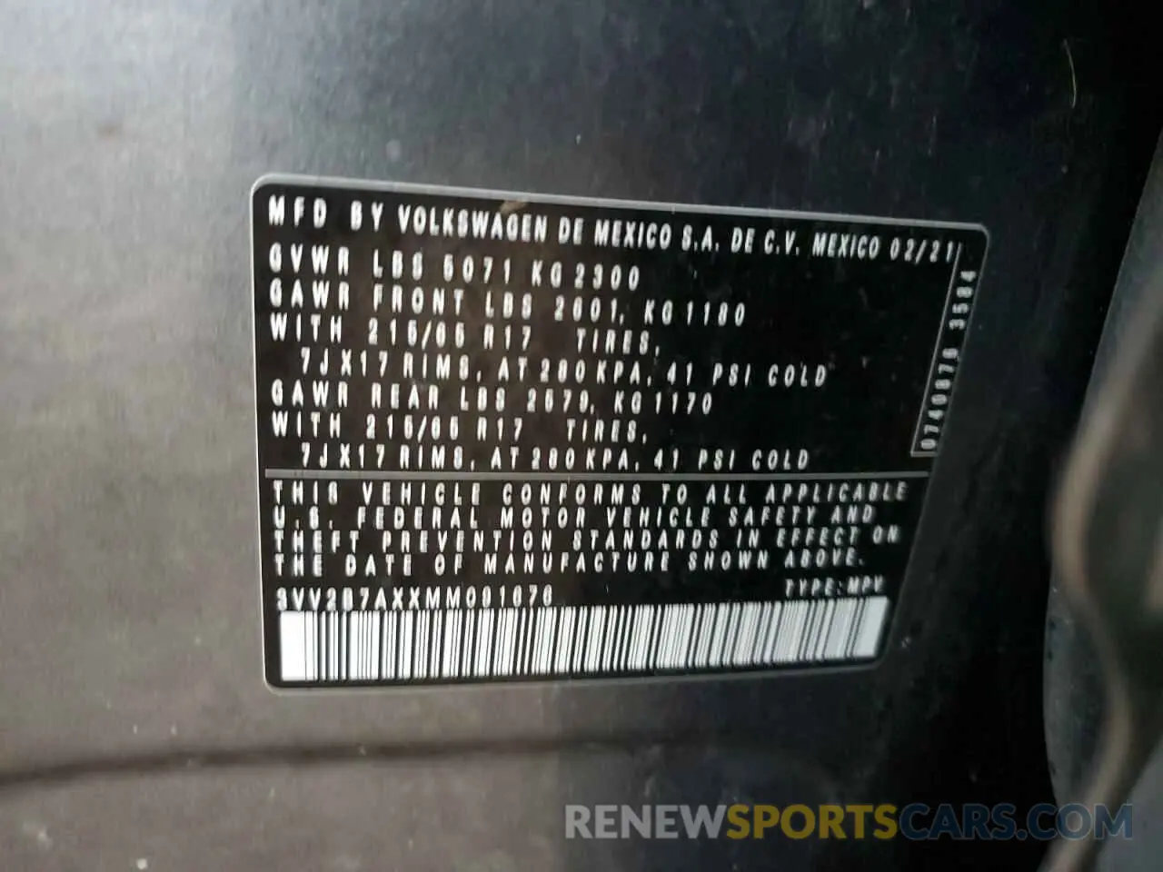 13 fotografías del automóvil dañado 3VV2B7AXXMM091676 VOLKSWAGEN TIGUAN 2021