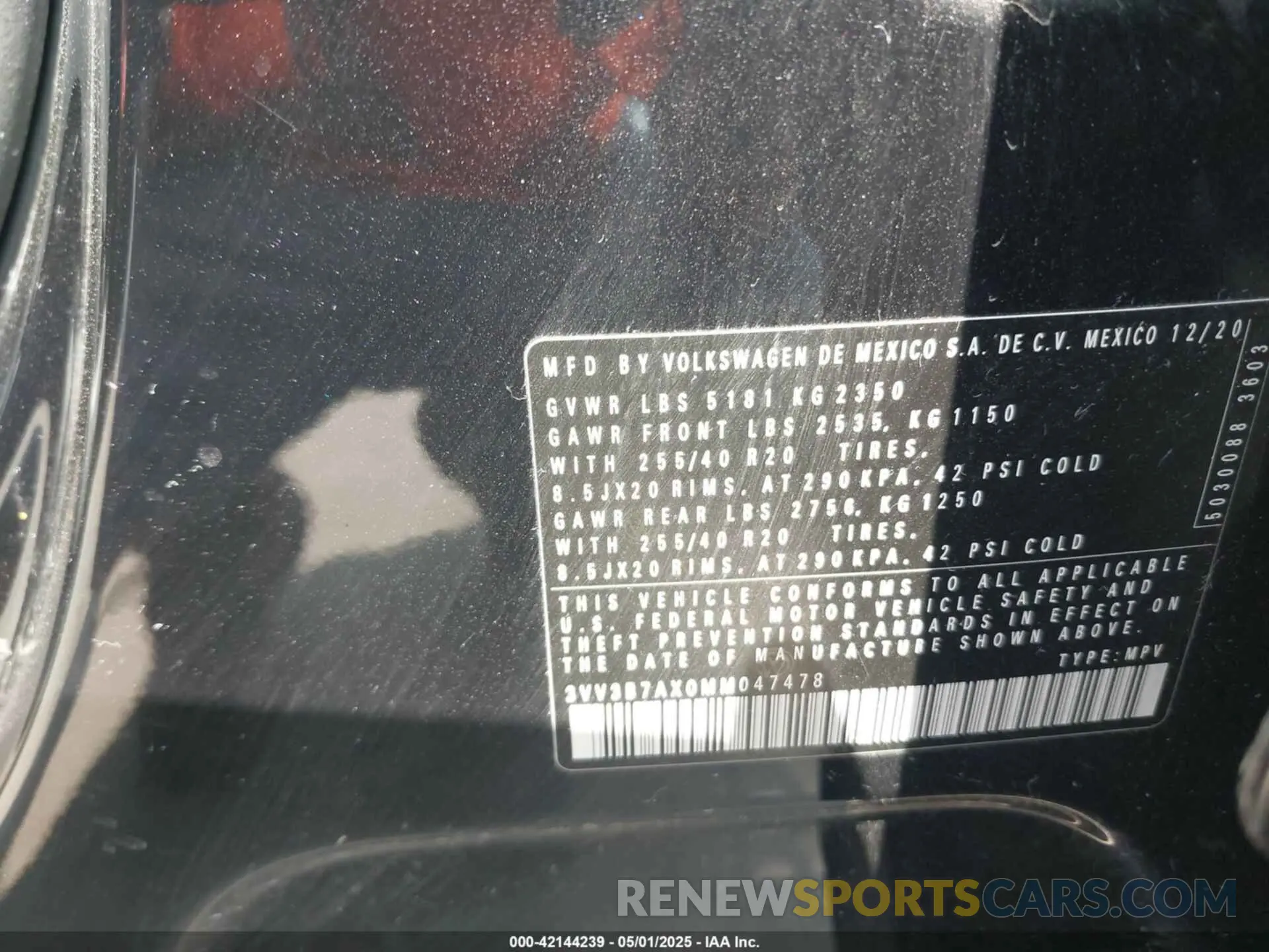 9 fotografías del automóvil dañado 3VV3B7AX0MM047478 VOLKSWAGEN TIGUAN 2021
