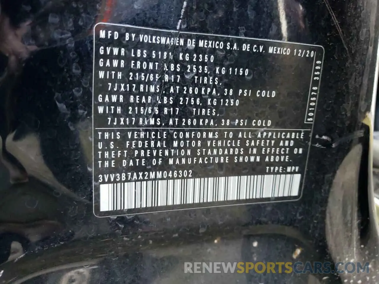 13 fotografías del automóvil dañado 3VV3B7AX2MM046302 VOLKSWAGEN TIGUAN 2021
