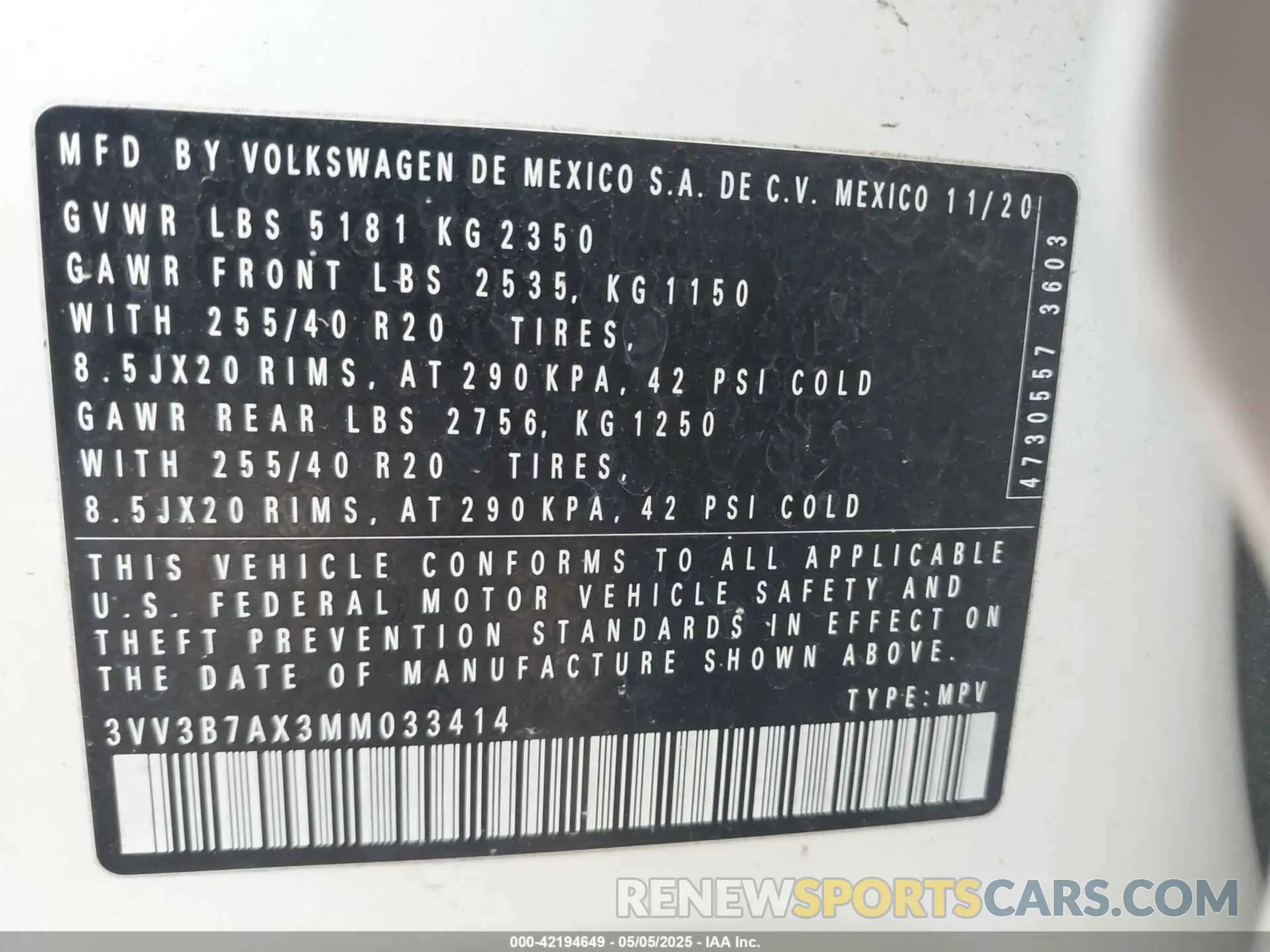 9 fotografías del automóvil dañado 3VV3B7AX3MM033414 VOLKSWAGEN TIGUAN 2021