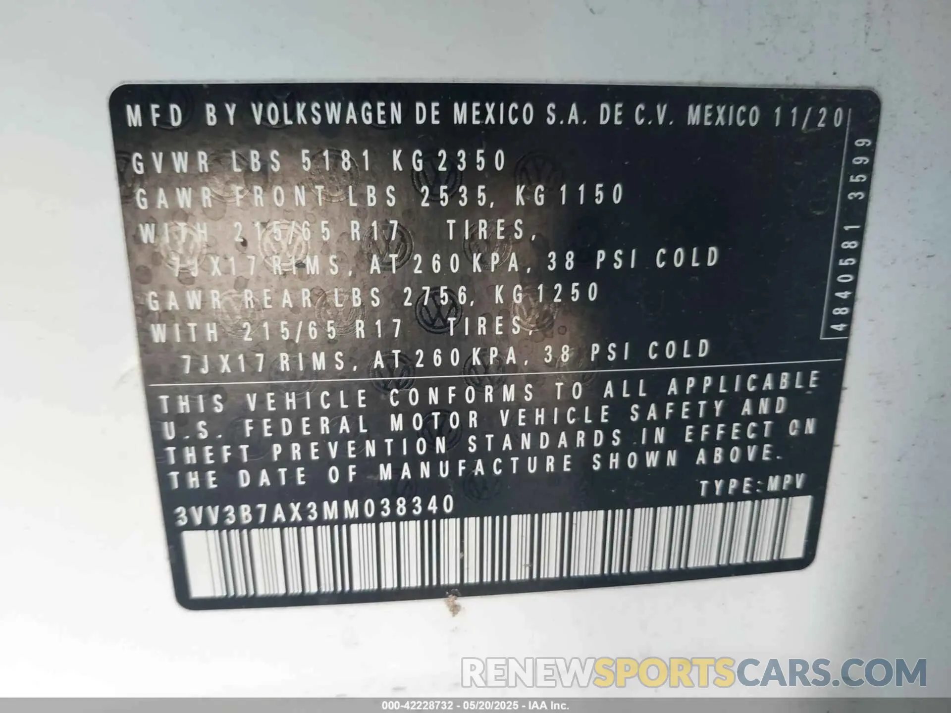 9 fotografías del automóvil dañado 3VV3B7AX3MM038340 VOLKSWAGEN TIGUAN 2021