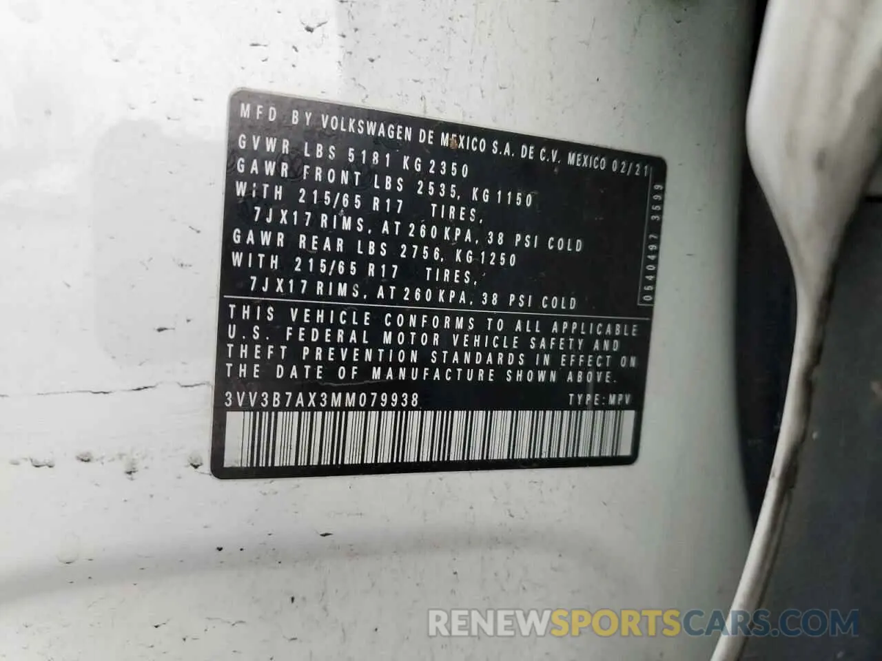 13 fotografías del automóvil dañado 3VV3B7AX3MM079938 VOLKSWAGEN TIGUAN 2021