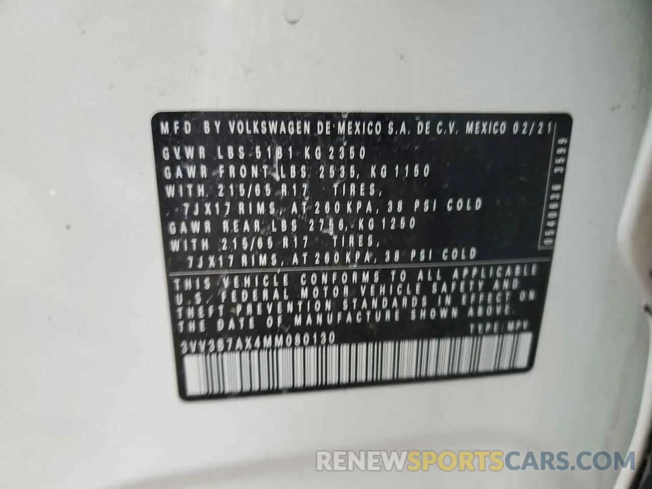 13 fotografías del automóvil dañado 3VV3B7AX4MM080130 VOLKSWAGEN TIGUAN 2021