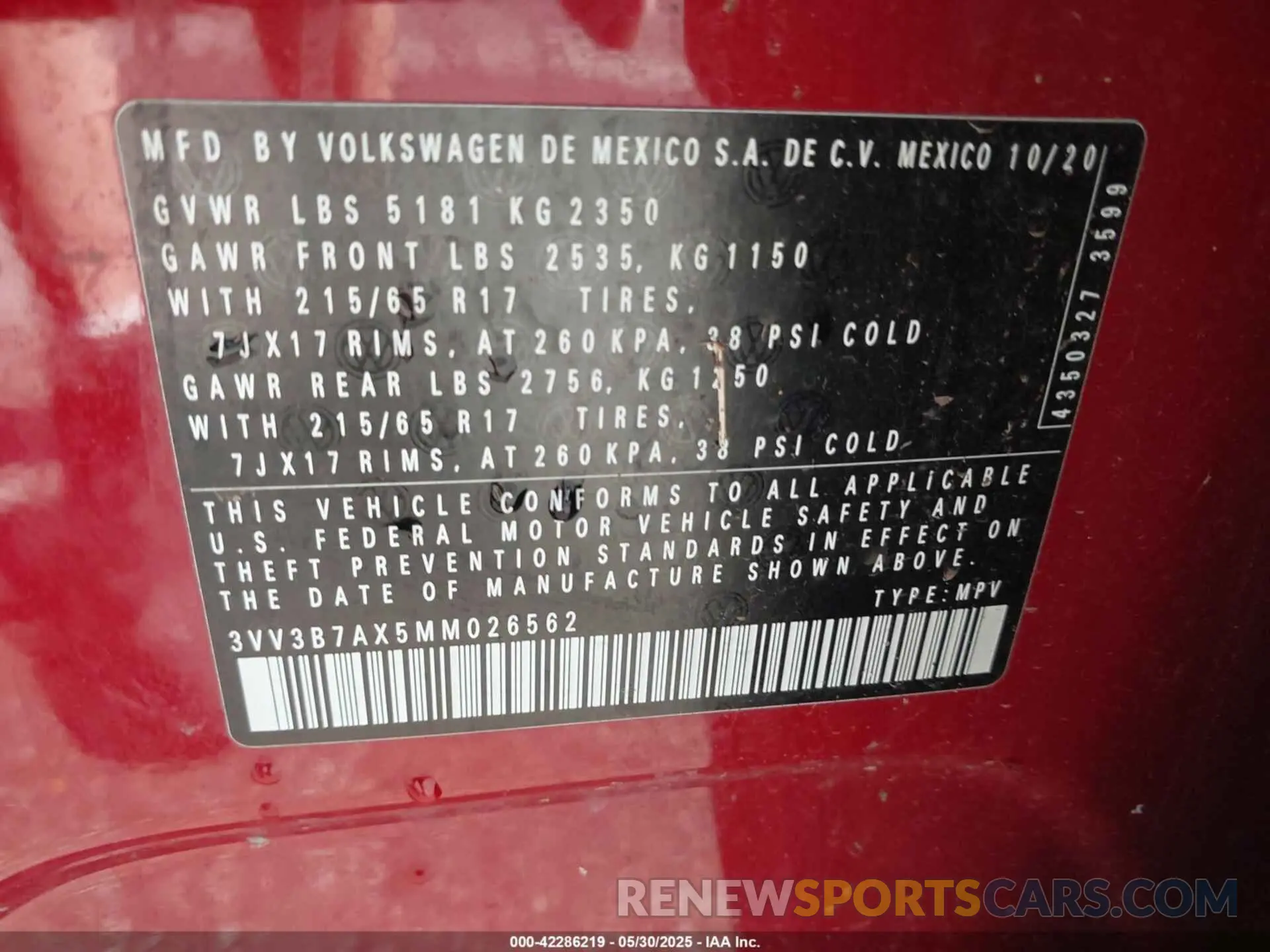 9 fotografías del automóvil dañado 3VV3B7AX5MM026562 VOLKSWAGEN TIGUAN 2021
