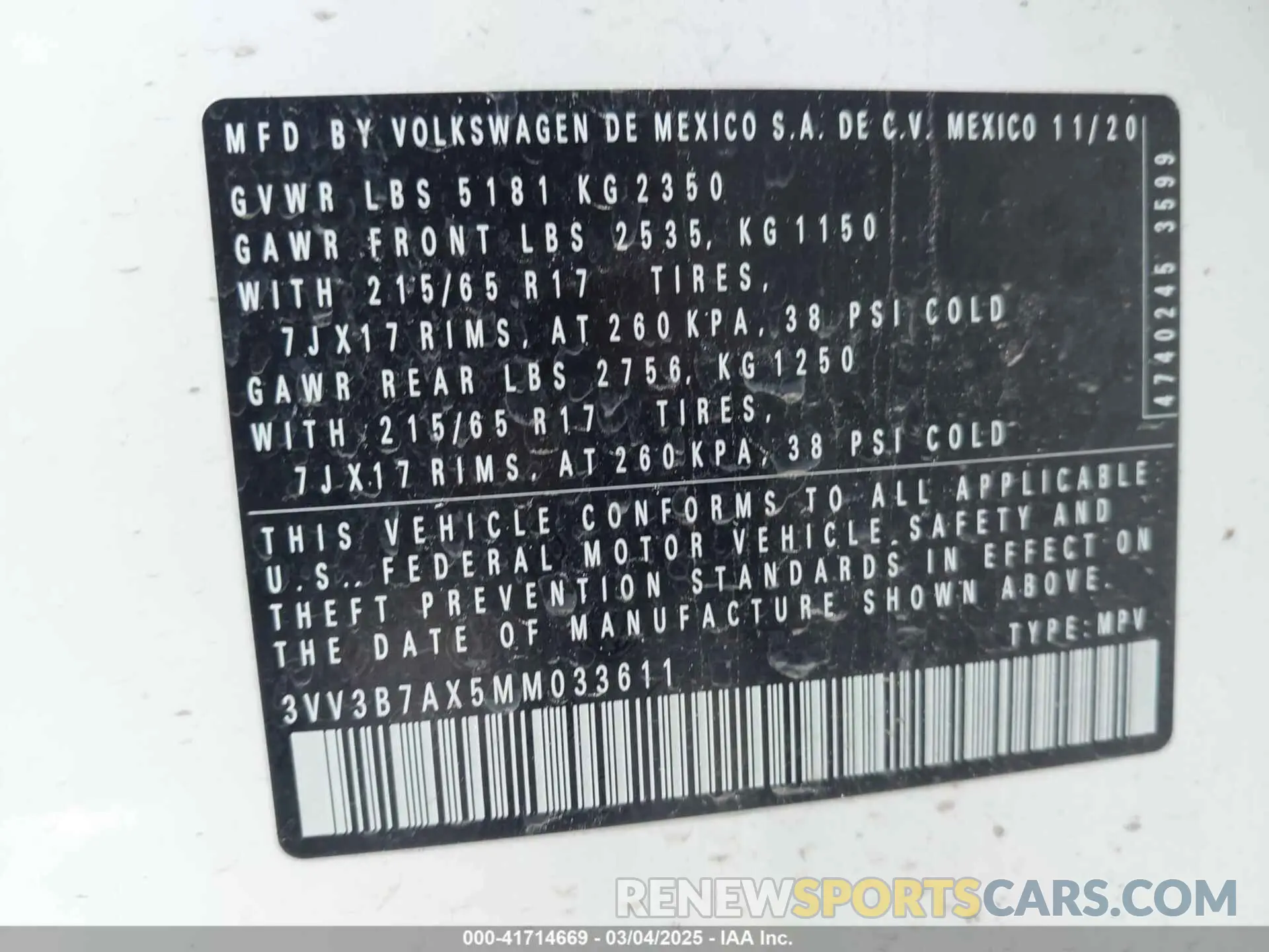 9 fotografías del automóvil dañado 3VV3B7AX5MM033611 VOLKSWAGEN TIGUAN 2021