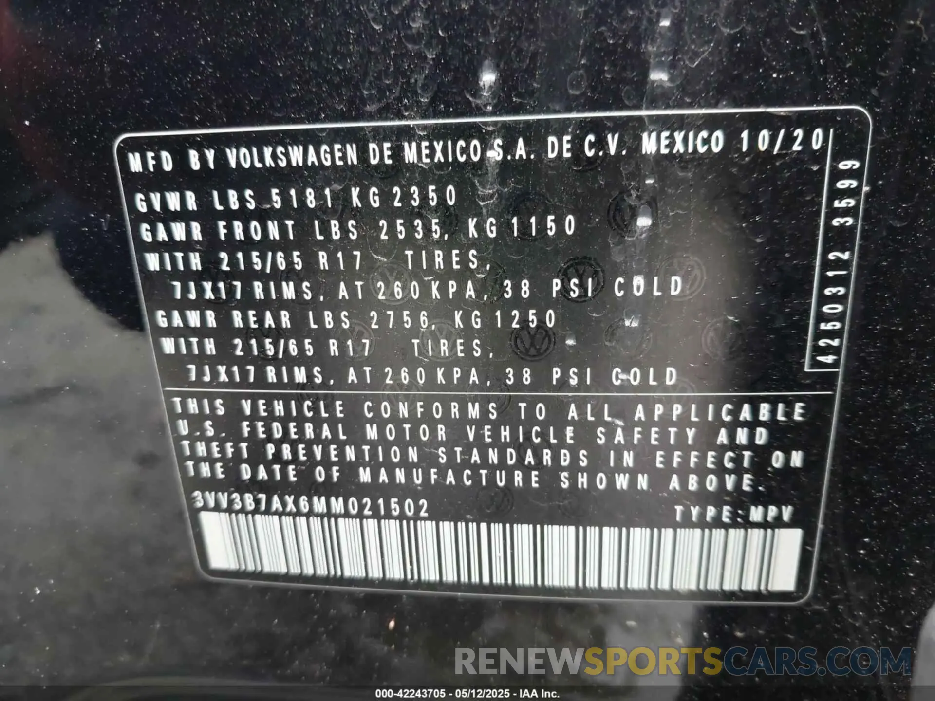 9 fotografías del automóvil dañado 3VV3B7AX6MM021502 VOLKSWAGEN TIGUAN 2021
