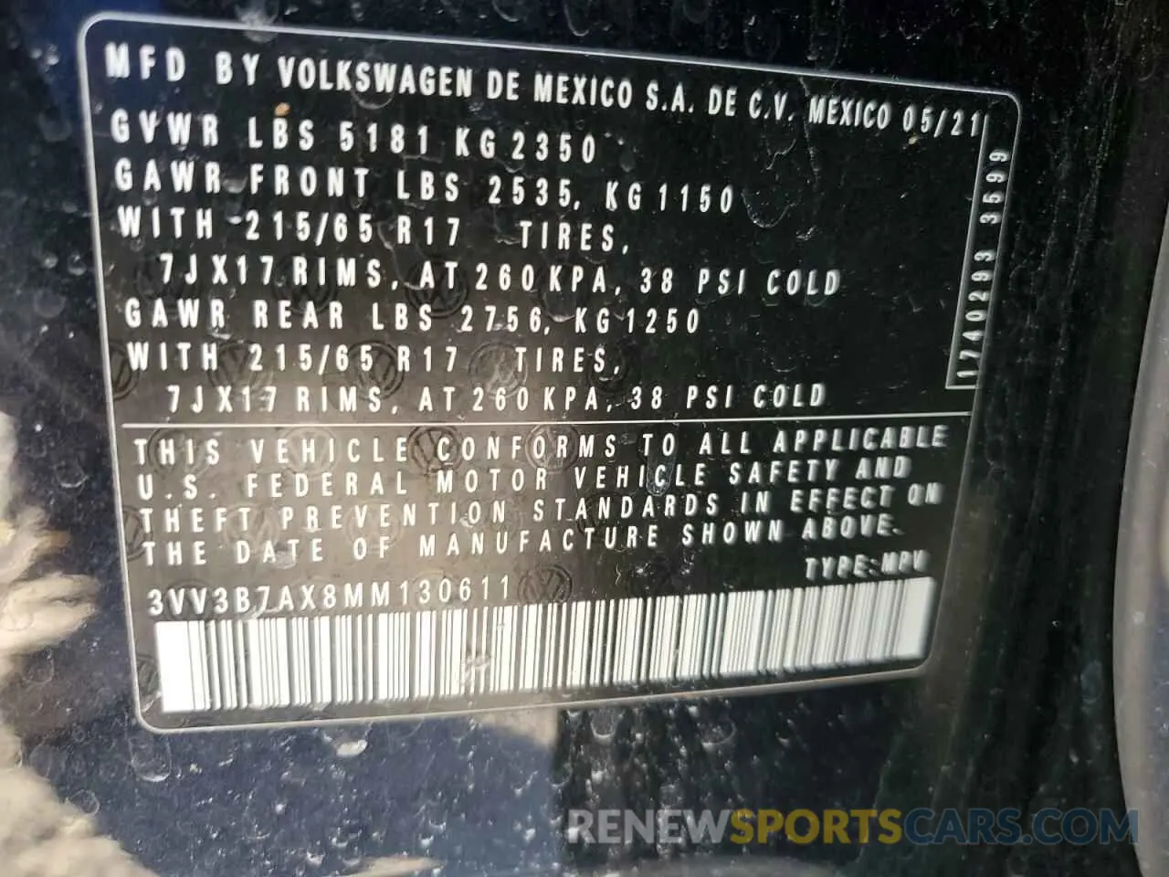 13 fotografías del automóvil dañado 3VV3B7AX8MM130611 VOLKSWAGEN TIGUAN 2021