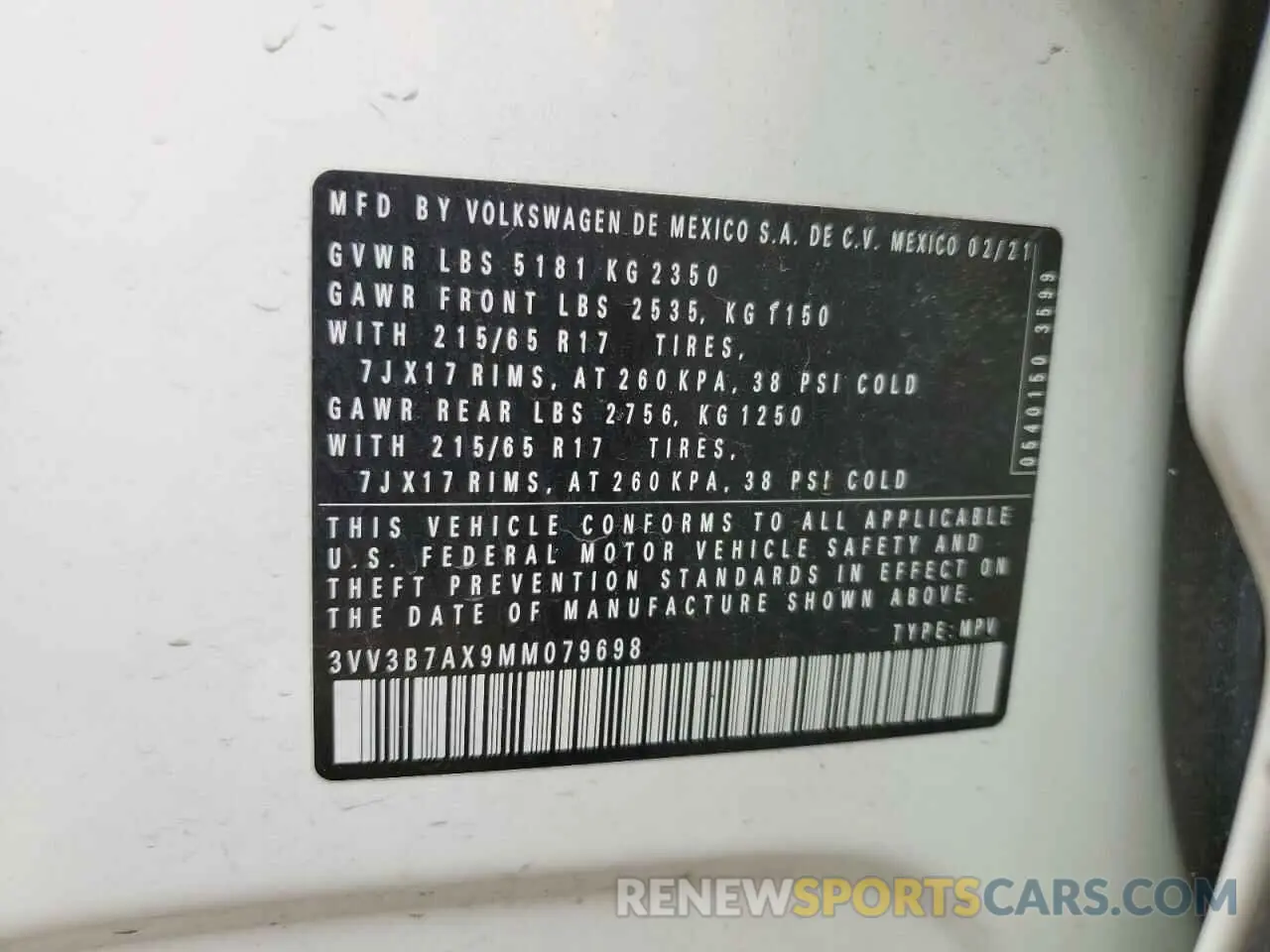 13 fotografías del automóvil dañado 3VV3B7AX9MM079698 VOLKSWAGEN TIGUAN 2021