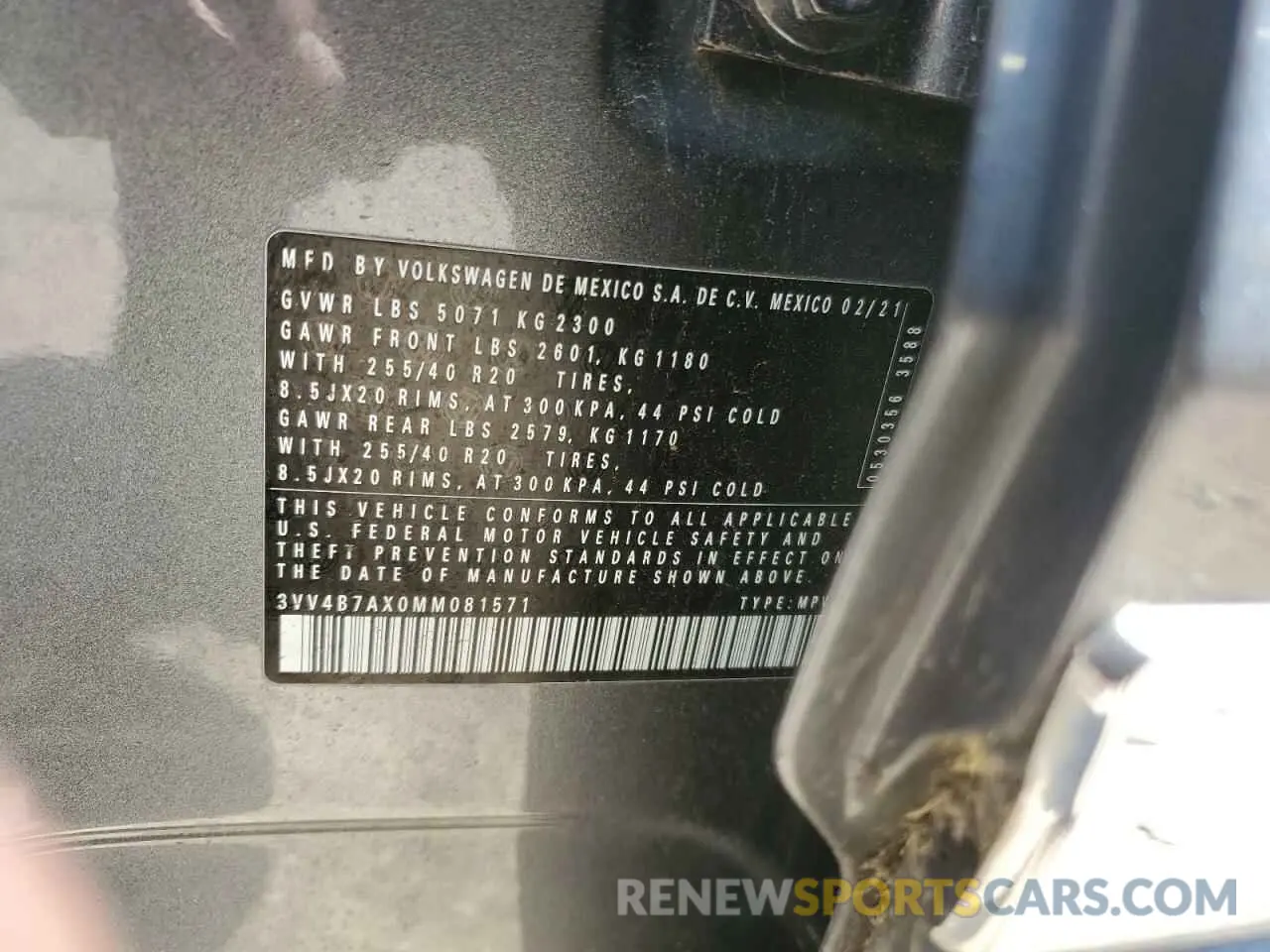 15 fotografías del automóvil dañado 3VV4B7AX0MM081571 VOLKSWAGEN TIGUAN 2021
