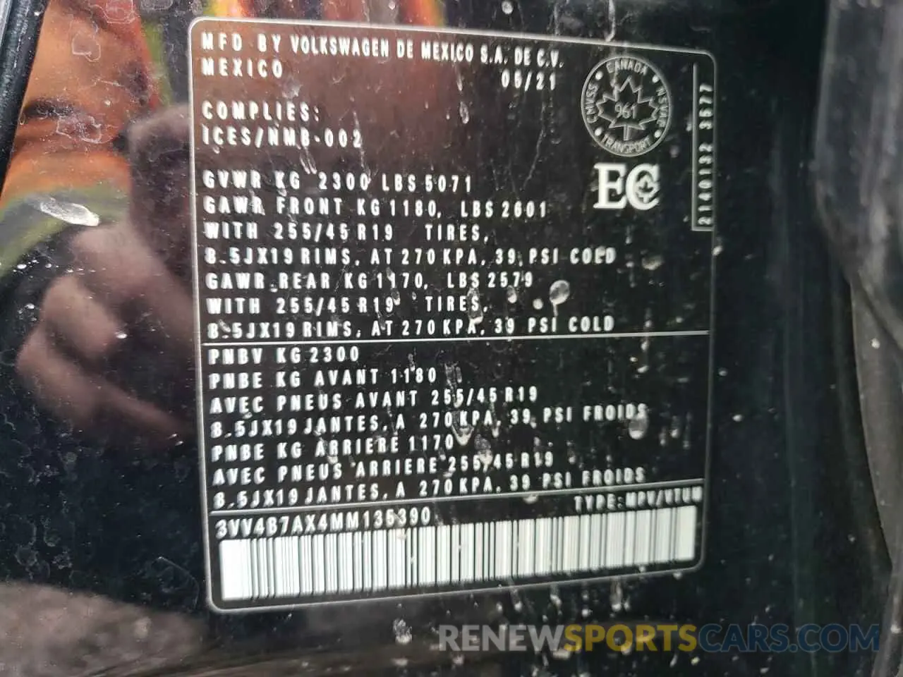 26 fotografías del automóvil dañado 3VV4B7AX4MM135390 VOLKSWAGEN TIGUAN 2021