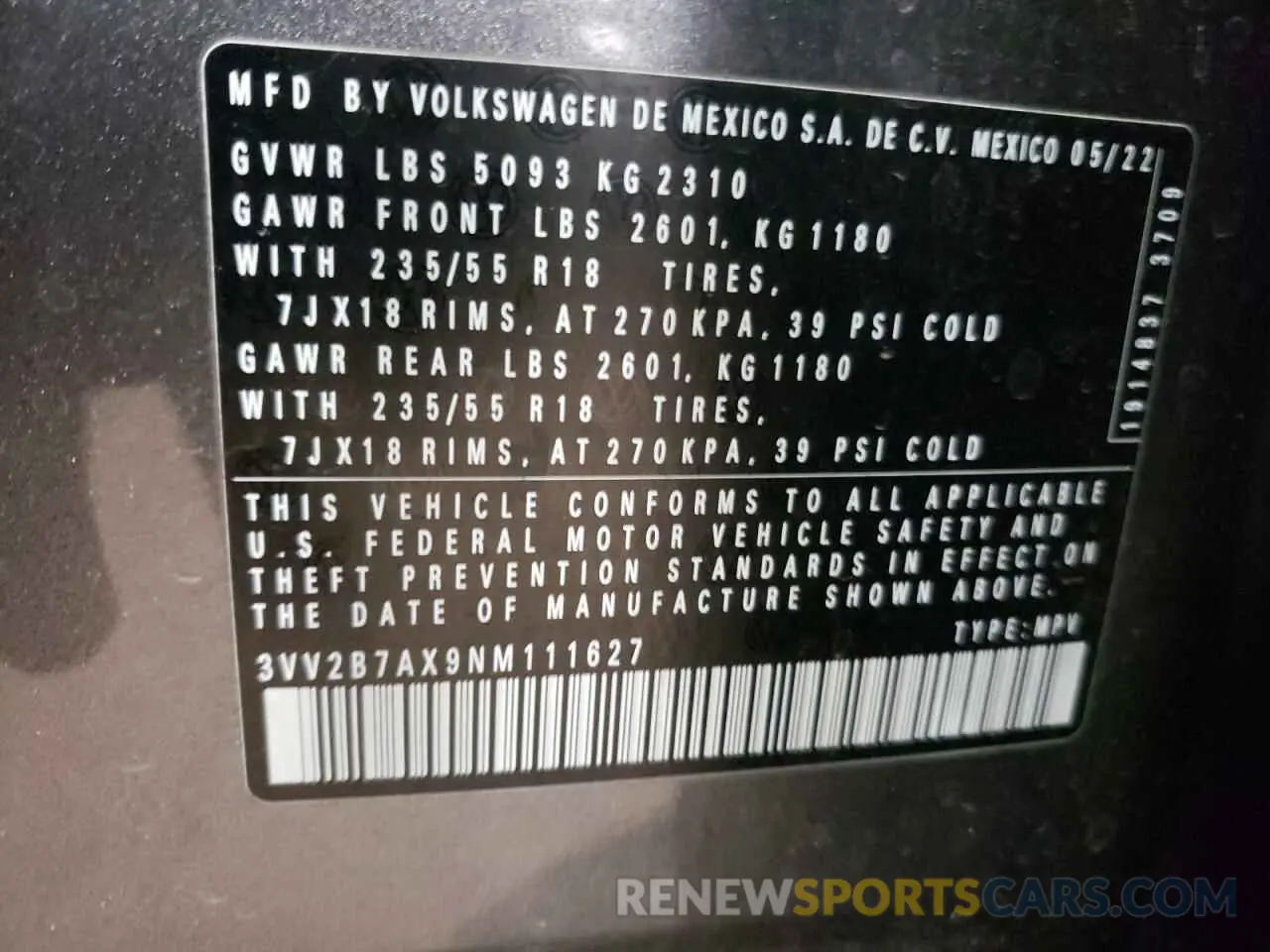 13 fotografías del automóvil dañado 3VV2B7AX9NM111627 VOLKSWAGEN TIGUAN 2022