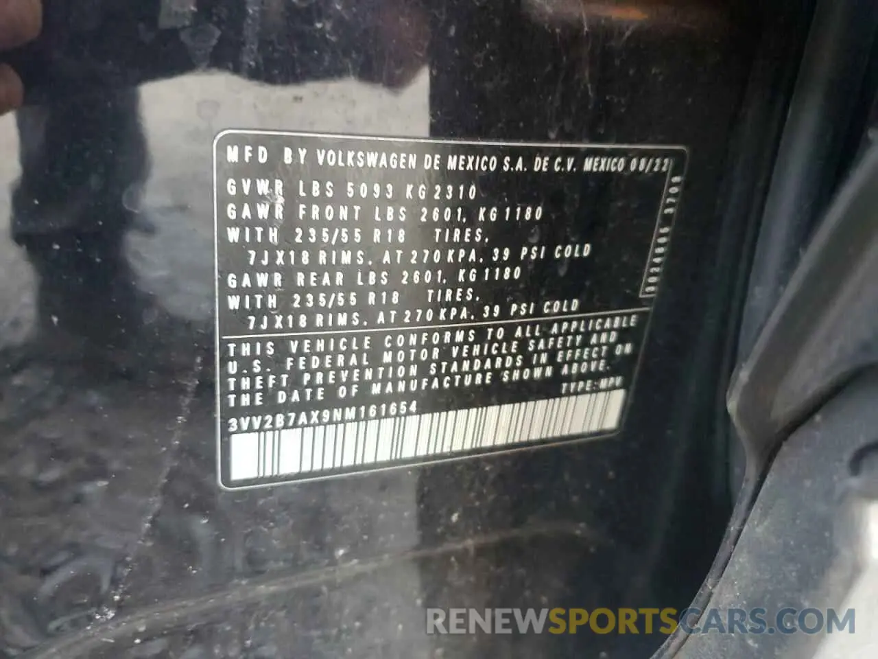 13 fotografías del automóvil dañado 3VV2B7AX9NM161654 VOLKSWAGEN TIGUAN 2022