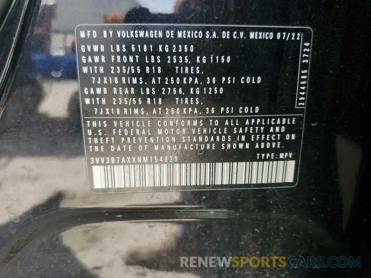 14 fotografías del automóvil dañado 3VV3B7AXXNM154829 VOLKSWAGEN TIGUAN 2022